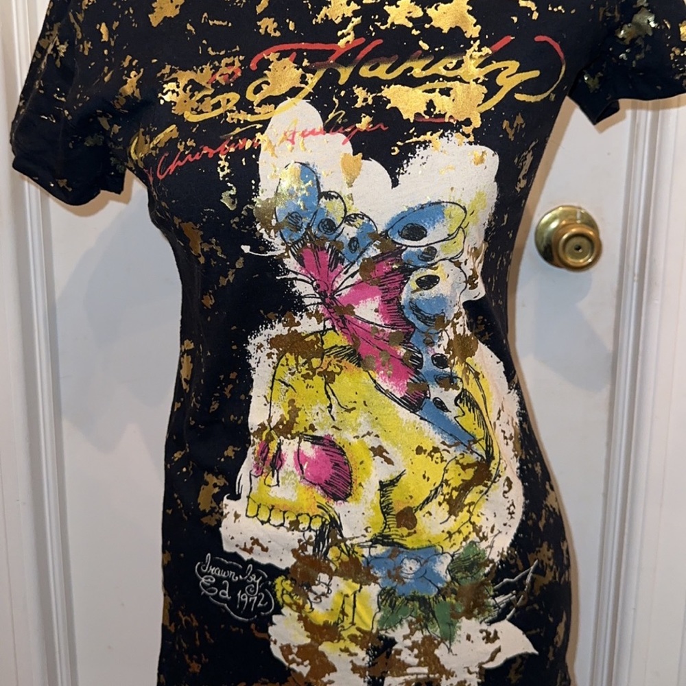 Vintage Y2K Ed hardy skull butterfly t-shirt